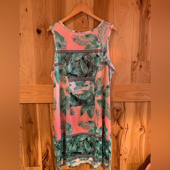 Paradise Bay Pink & Green Hawaiian Cover up Dress Night Gown with back pocket XL - Picture 3 of 4